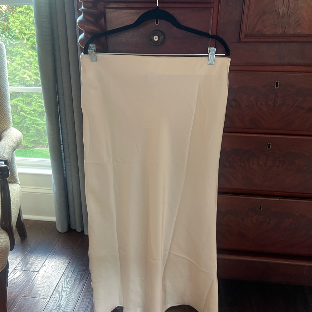 A New Day Cream Midi Pencil Skirt with Slit